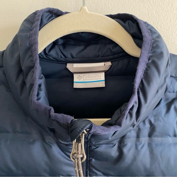 COLUMBIA Duck Down Navy Blue Full Zip Puffer Jacket Size L - Picture 4 of 11